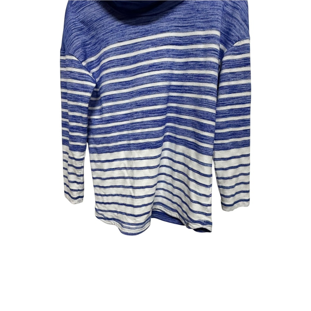 Talbots Women's S Blue White Striped Cowl Neck Tunic Pullover Coastal Top - Picture 3 of 6